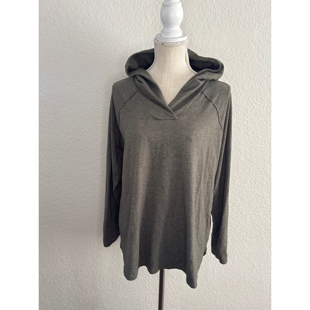Sonoma Hoodie Large Excellent Olive Green Raglan‎ Sleeve V-Neck Pullover Top